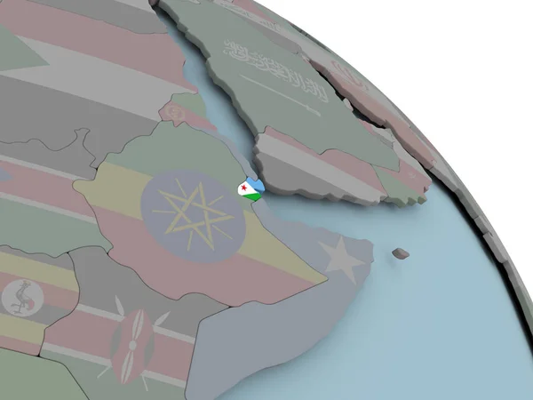 Χάρτης του Τζιμπουτί με σημαία — Φωτογραφία Αρχείου