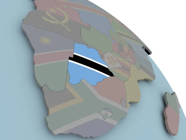 国旗的博茨瓦纳地图 — 图库照片