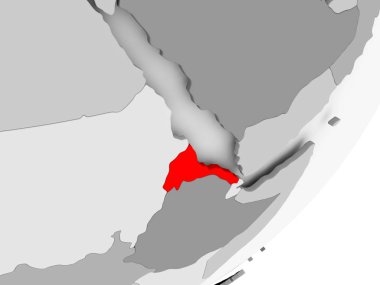 Eritre kırmızı gri harita üzerinde