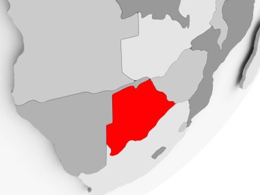 Gri haritada kırmızı Botswana'da