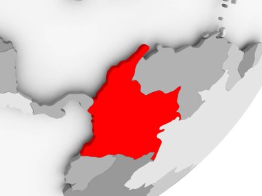 Gri haritada kırmızı Kolombiya