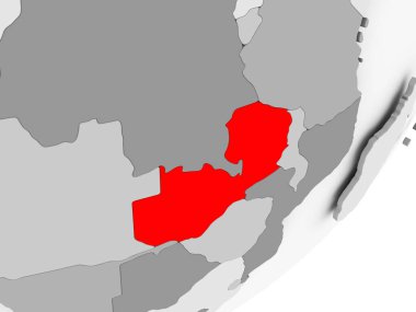 Gri haritada kırmızı Zambiya