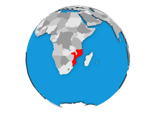 Mozambik na całym świecie na białym tle — Zdjęcie stockowe