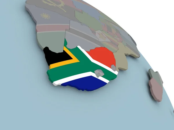 Karte von Südafrika mit Flagge — Stockfoto