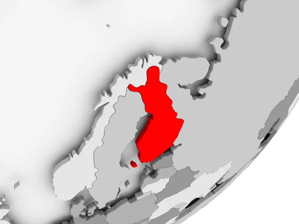 Finlandia en rojo en el mapa gris —  Fotos de Stock