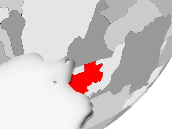 Gabon en rouge sur carte grise — Photo