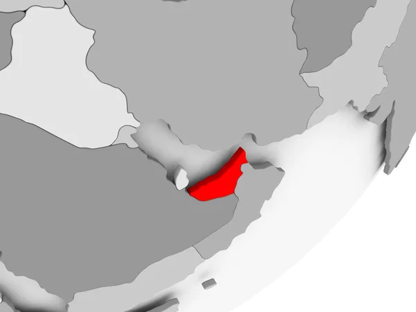 Emirati Arabi Uniti in rosso sulla mappa grigia — Foto Stock