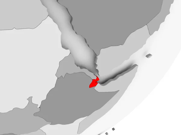 Dschibuti in Rot auf grauer Karte — Stockfoto