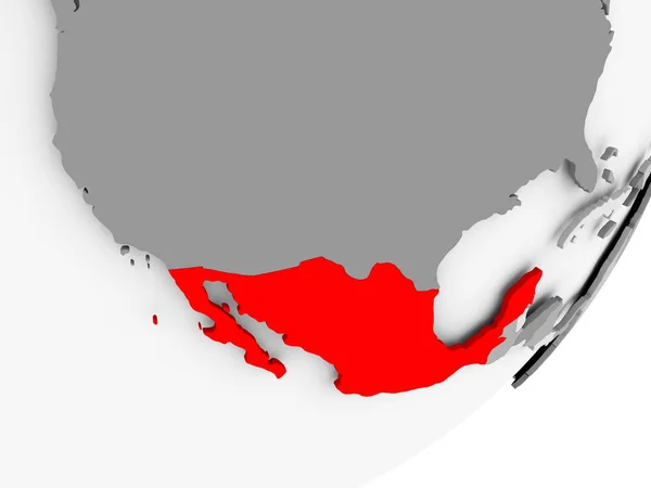 México en rojo en mapa gris —  Fotos de Stock