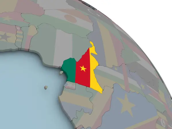 Карта з прапор Камеруну — стокове фото