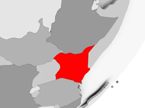 회색 지도에 빨간색으로 케냐 — 스톡 사진