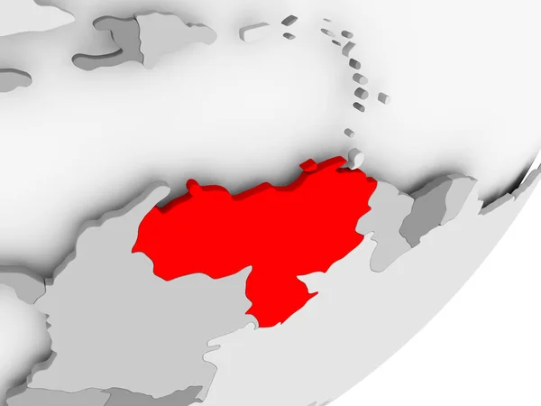 Venezuela in red on grey map — Stock Photo, Image
