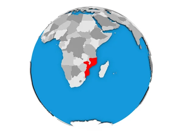 Moçambique på globe isolerade — Stockfoto