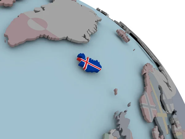 Islandkarte mit Fahne — Stockfoto