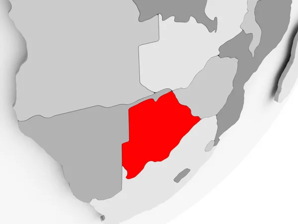 Botswana in red on grey map — Stock Photo, Image