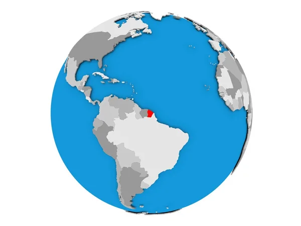 Guiana Francesa no globo isolado — Fotografia de Stock