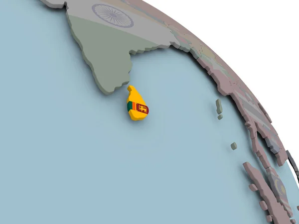 Mapa do Sri Lanka com bandeira — Fotografia de Stock