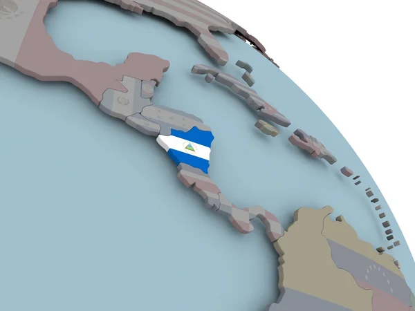 Карта Никарагуа с флагом — стоковое фото