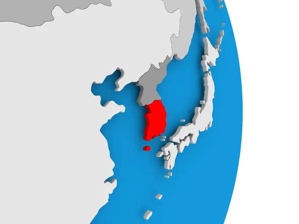 Südkorea auf dem Globus — Stockfoto