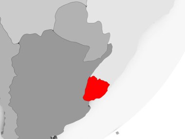 Gri haritada kırmızı Uruguay