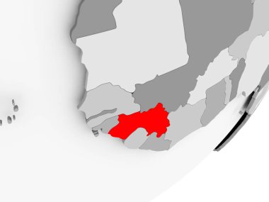 Gine kırmızı gri harita üzerinde