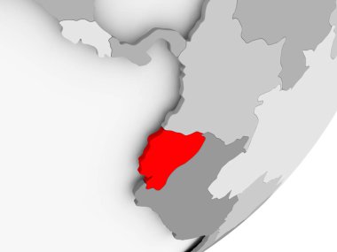 Gri haritada kırmızı Ekvador'da