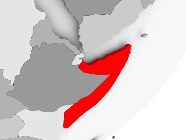 Somalië in het rood op grijze kaart — Stockfoto
