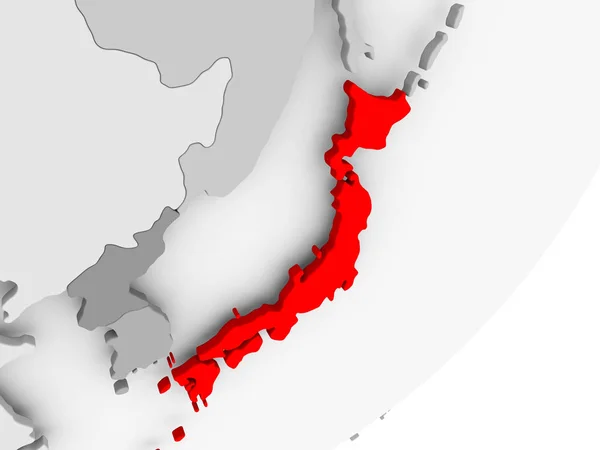 Χάρτης Ιαπωνίας σε κόκκινο γκρι — Φωτογραφία Αρχείου