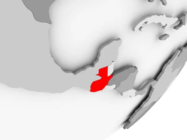 Guatemala'da gri haritada kırmızı — Stok fotoğraf