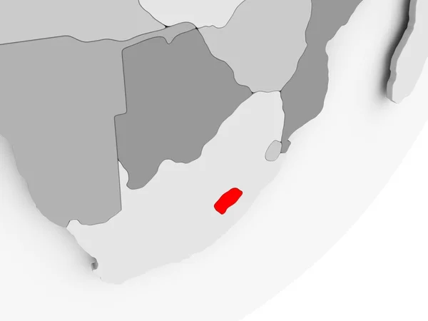 莱索托在红色在灰色地图 — 图库照片