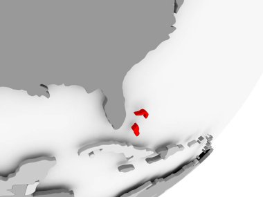 Gri haritada kırmızı Bahamalar