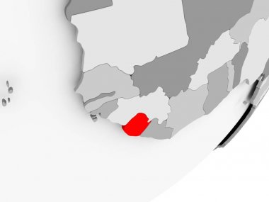 Sierra Leone kırmızı gri harita üzerinde