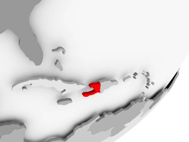 Gri haritada kırmızı Haiti'de