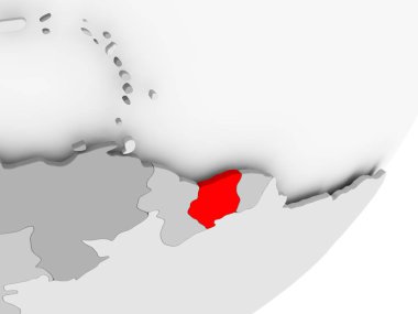 Gri haritada kırmızı Surinam