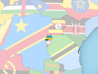 Mozambik Haritası dünya üzerinde bayrak ile