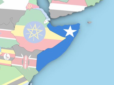 Malavi Haritası dünya üzerinde bayrak ile