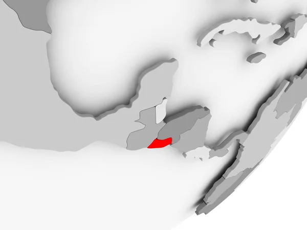 El Salvador in rosso sulla mappa grigia — Foto Stock