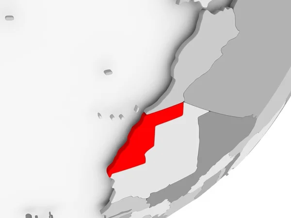 Sahara Occidentale in rosso sulla mappa grigia — Foto Stock