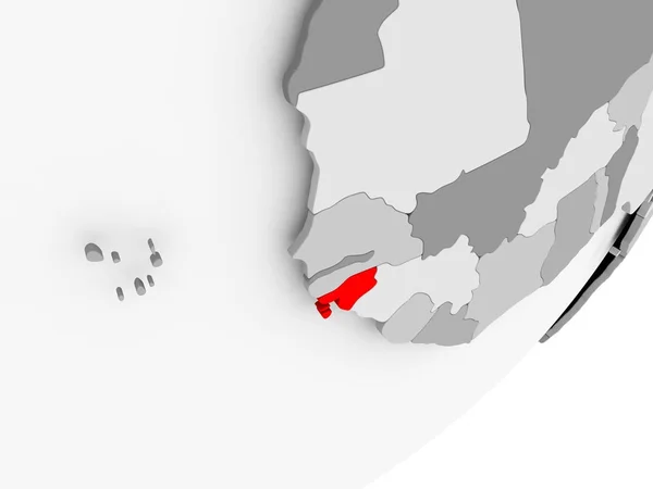 Guinée-Bissau en rouge sur carte grise — Photo