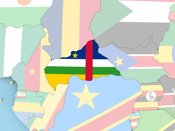 Mapa de Burkina Faso con la bandera en el mundo — Foto de Stock