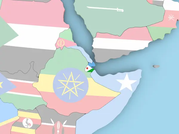 Mapa do Quênia com bandeira no globo — Fotografia de Stock