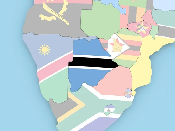 Карта Лесото з прапором по всьому світу — стокове фото