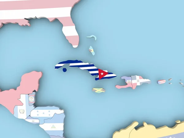 Guatemala Haritası dünya üzerinde bayrak ile — Stok fotoğraf