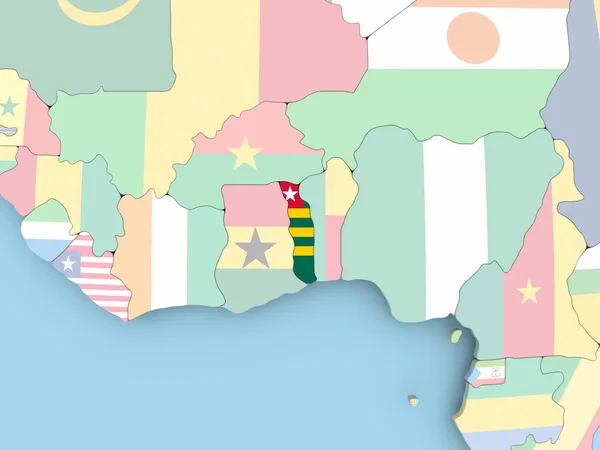 Carte de Guinée-Bissau avec drapeau sur le globe — Photo