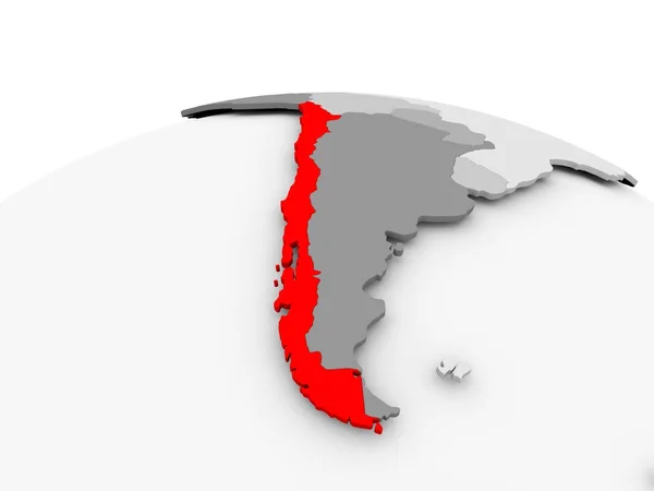 Chile on grey globe — Stock Photo, Image