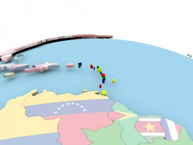 Caribbean bayrağı parlak dünya üzerinde