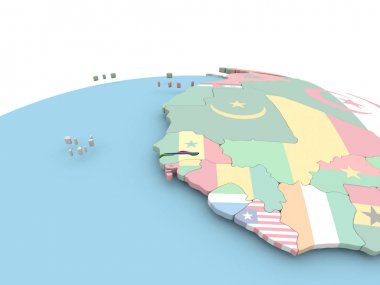 Parlak Globe Gambiya Cumhuriyeti bayrağı