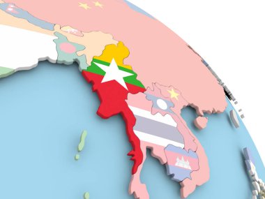 Myanmar bayrağı dünya üzerinde