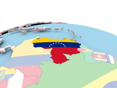 Venezuela bayrağı parlak dünya üzerinde