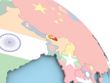 Bhutan bayrağı dünya üzerinde